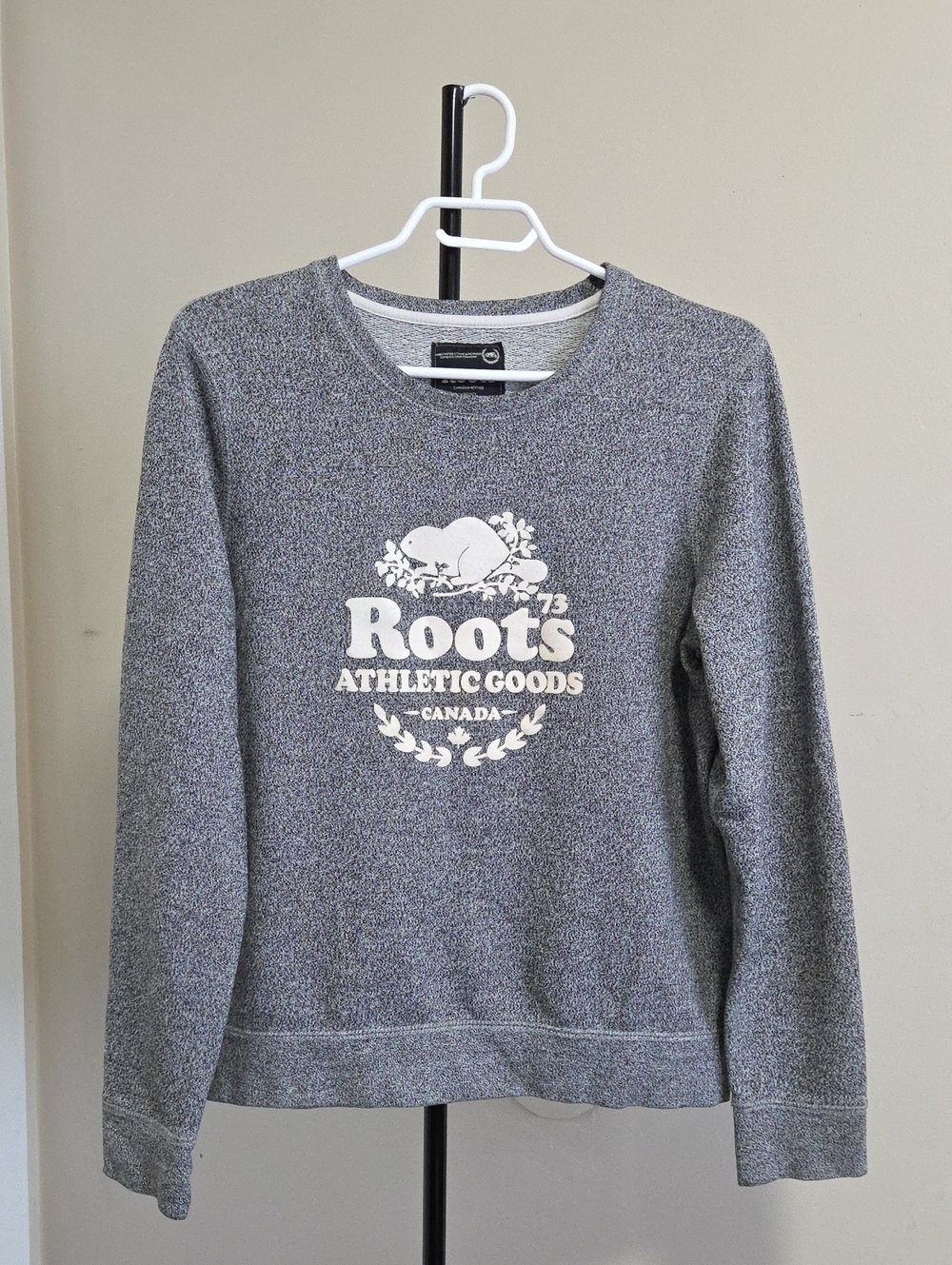 Roots Women's Gray Crewneck Sweatshirt with White Logo